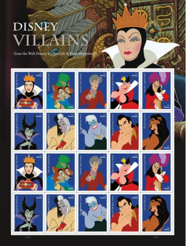 2017 Disney Villains Forever Stamps – 5 Full Sheets Bundle Deal