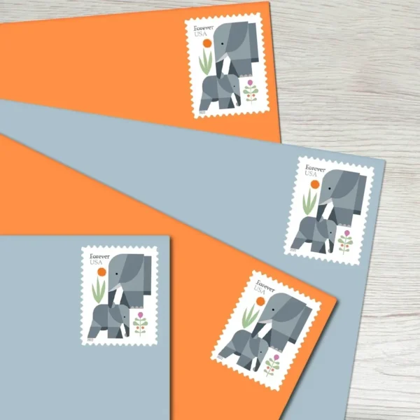 Elephants_Stamps_2 Elephants Stamps - Forever First Class Postage Stamps