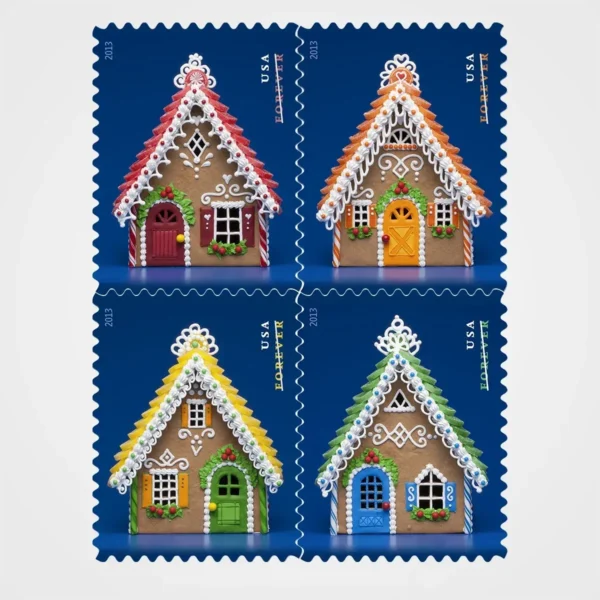 Gingerbread_Houses_Stamps_1 Gingerbread Houses Stamps - Forever First Class Postage Stamps