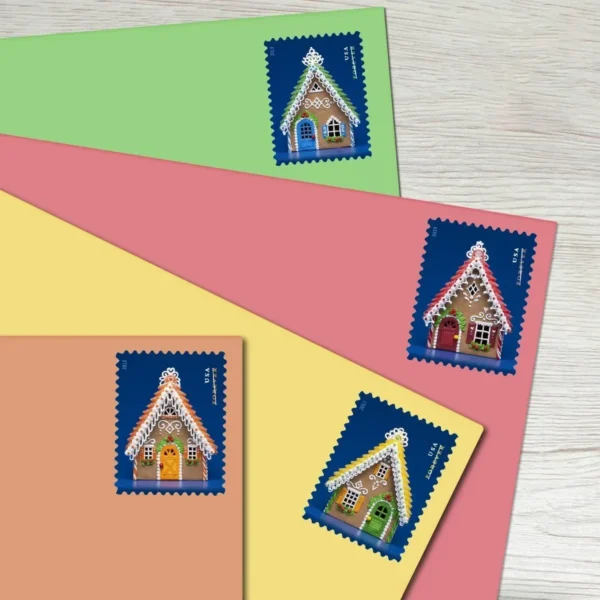 Gingerbread_Houses_Stamps_2 Gingerbread Houses Stamps - Forever First Class Postage Stamps