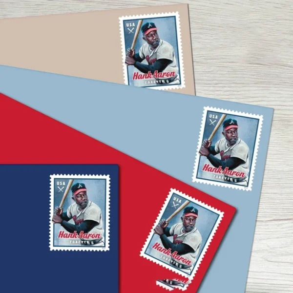 Hank_Aaron_Stamps_2 Hank Aaron Stamps - Forever First Class Postage Stamps