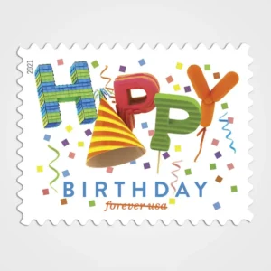 Happy_Birthday_Stamps_1 Happy Birthday 2026 Stamps - Forever First Class Postage Stamps