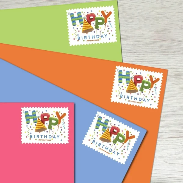 Happy_Birthday_Stamps_2 Happy Birthday 2026 Stamps - Forever First Class Postage Stamps