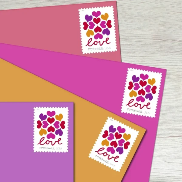 Hearts_Blossom_Stamps_2 Hearts Blossom Stamps - Forever First Class Postage Stamps