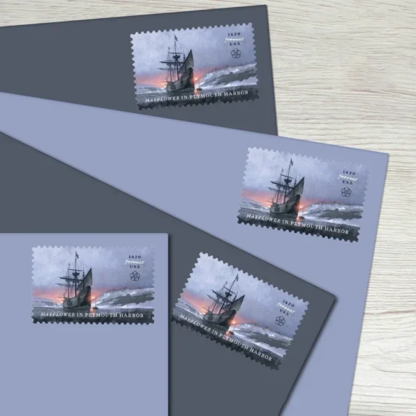 MayflowerinPlymouthHarborStamps2 Mayflower in Plymouth Harbor Stamps - Forever First Class Postage Stamps