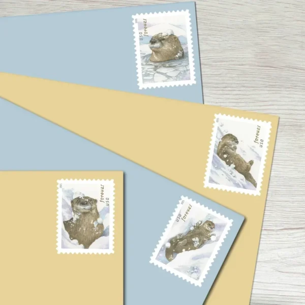 Otters_in_Snow_Stamps_2 Otters in Snow Stamps - Forever First Class Postage Stamps