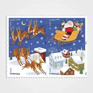 Santa_and_Sleigh_Stamps_1 Santa and Sleigh Stamps - Forever First Class Postage Stamps