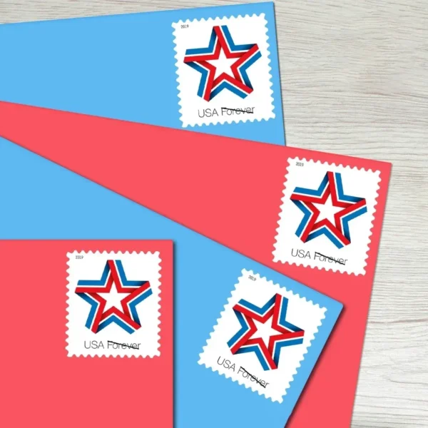 Star_Ribbon_Stamps_2 Star Ribbon Stamps - Forever First Class Postage Stamps