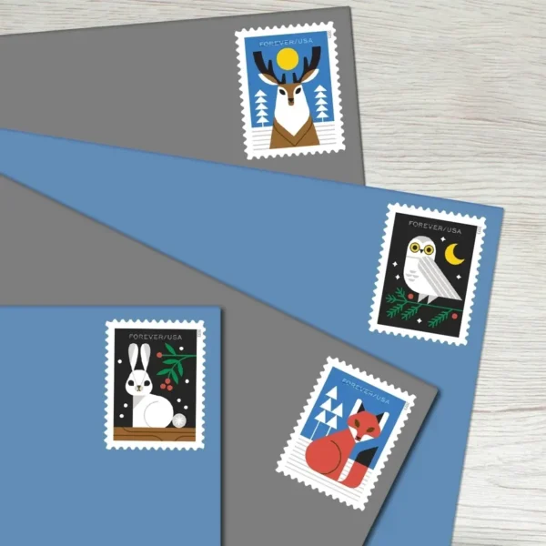 Winter_Woodland_Animals_Stamps_2 Winter Woodland Animals Stamps - Forever First Class Postage Stamps